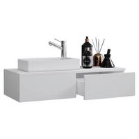 Waschbecken mit Unterschrank Gudas B: 85 cm Weiß - Weiß, MODERN, Keramik/Holzwerkstoff (85cm) - MID.YOU