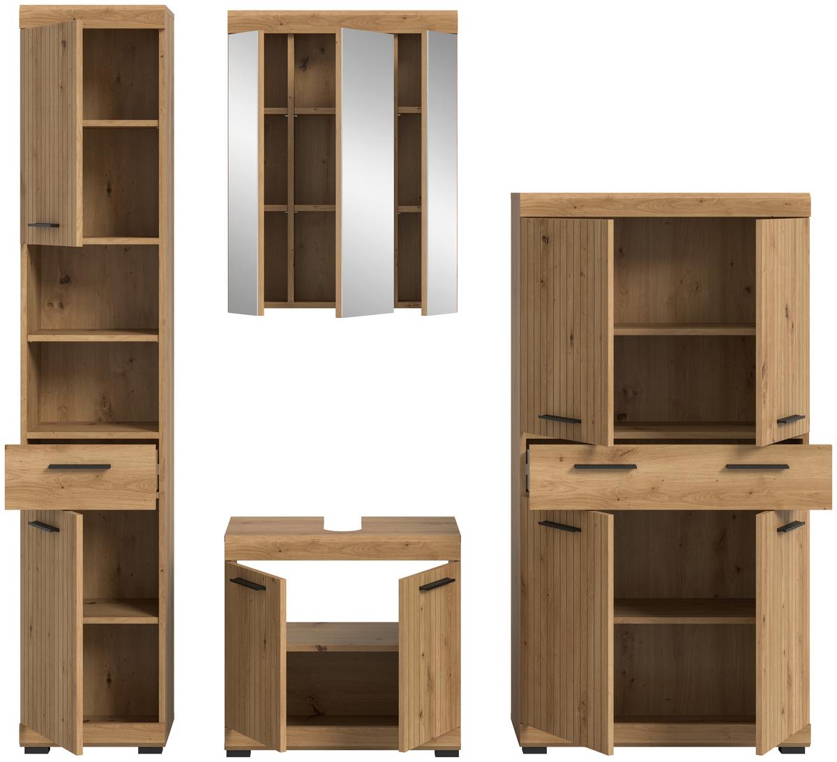 Badezimmer Scout Eiche Artisan Dekor B: 171cm - Schwarz/Eiche Artisan, Trend, Glas/Holzwerkstoff (171cm) - MID.YOU