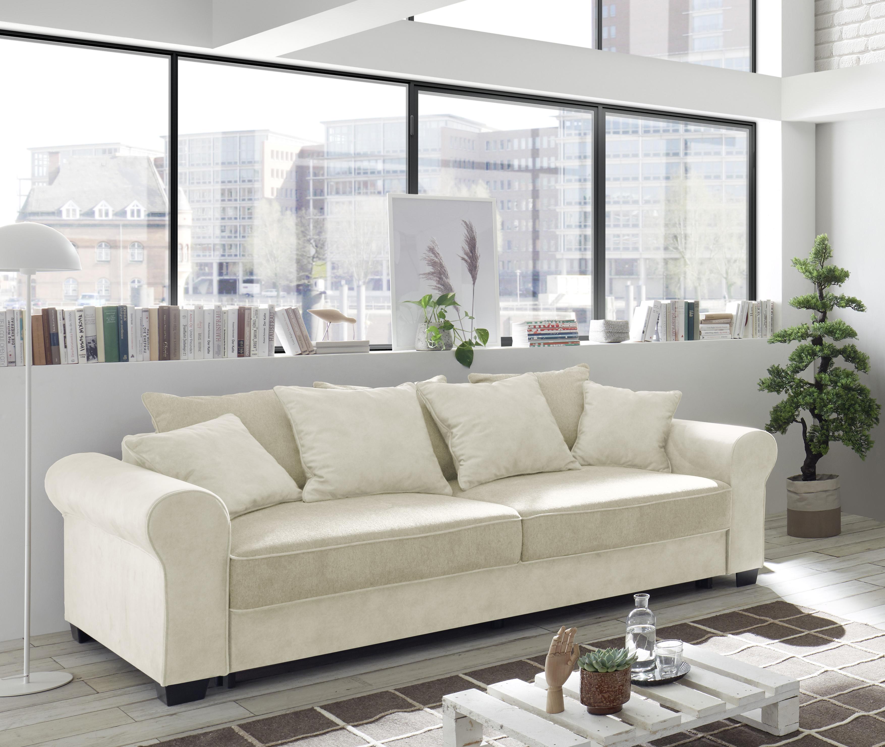 3-sitzer-sofa Aurelia Lux.3dl - Creme/Schwarz, Design, Holzwerkstoff/Textil (247/95/115cm) - MID.YOU