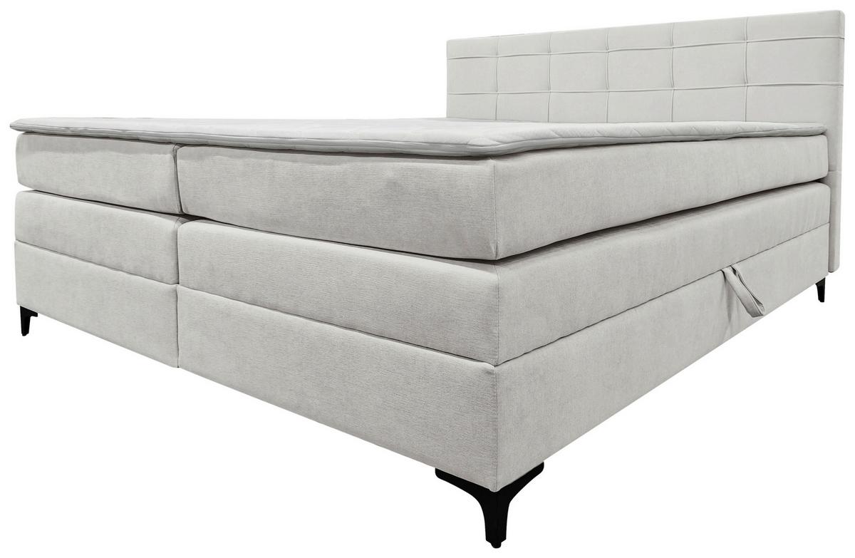 Boxspringbett Mitto mit Topper 180x200 cm - Creme/Schwarz, KONVENTIONELL, Textil/Metall (180/200cm)