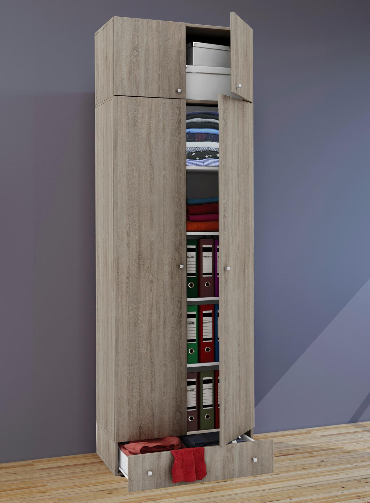 Mehrzweckschrank Vandol I Sonoma Eiche BxH: 70x238 cm - Silberfarben/Sonoma Eiche, MODERN, Holzwerkstoff (70/238/39cm) - MID.YOU