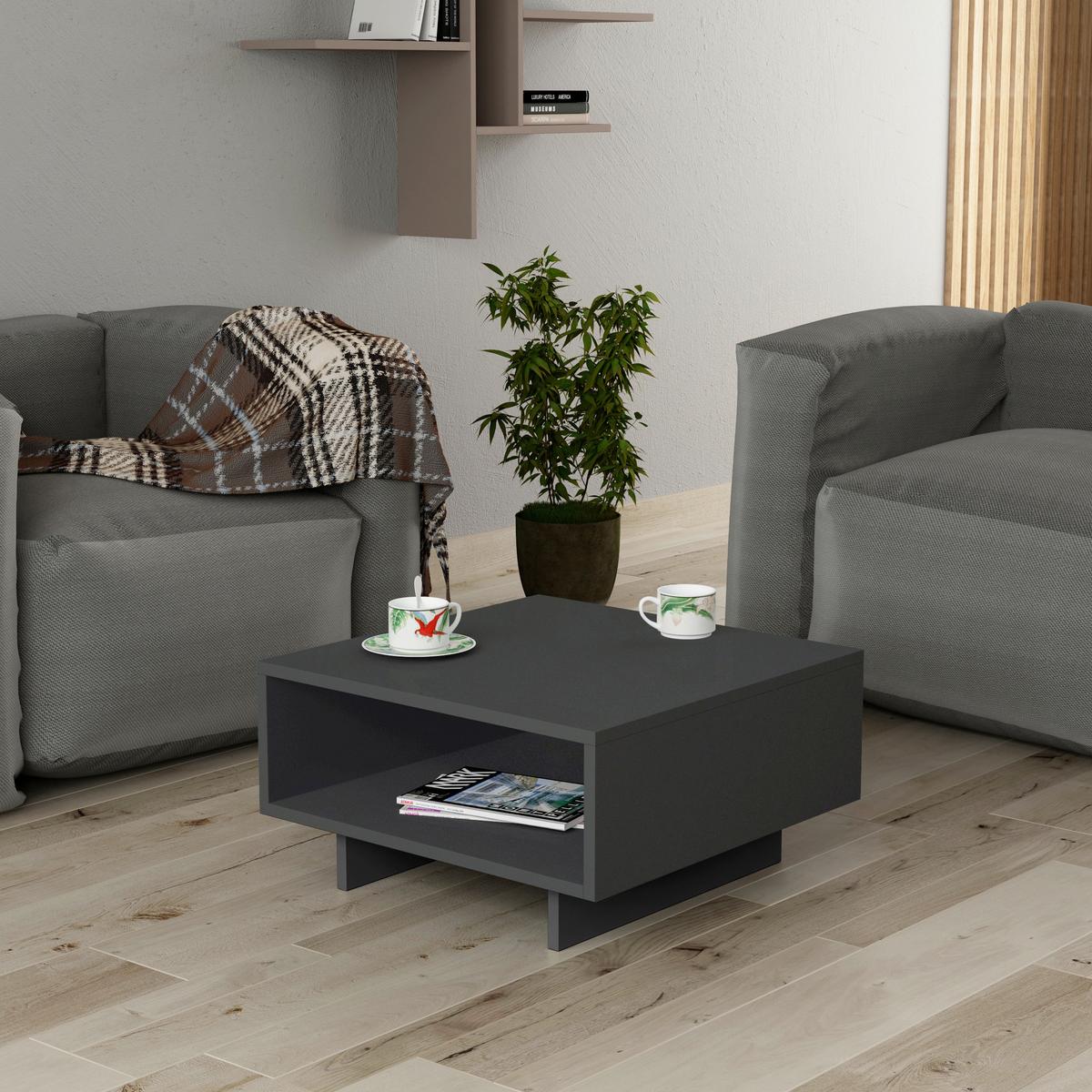Couchtisch Hola Anthrazit B: 60 cm - Anthrazit, Design, Holzwerkstoff (60/60/32cm) - Livetastic