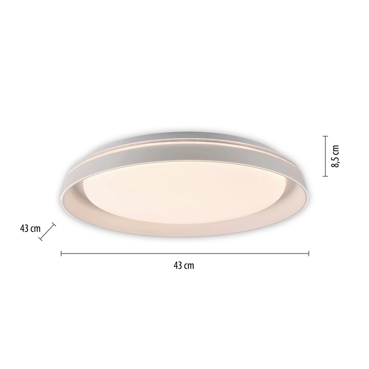 Led-deckenleuchte 14368-16 Sati - Weiß, MODERN, Kunststoff/Metall (43/43/8,5cm)
