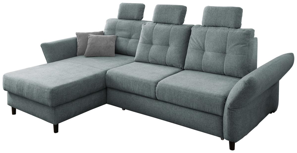 Ecksofa Brizzini Mintgrau S: 176/250-280 cm - Mintgrau/Blau, MODERN, Holz/Textil (176/250-280cm) - Livetastic