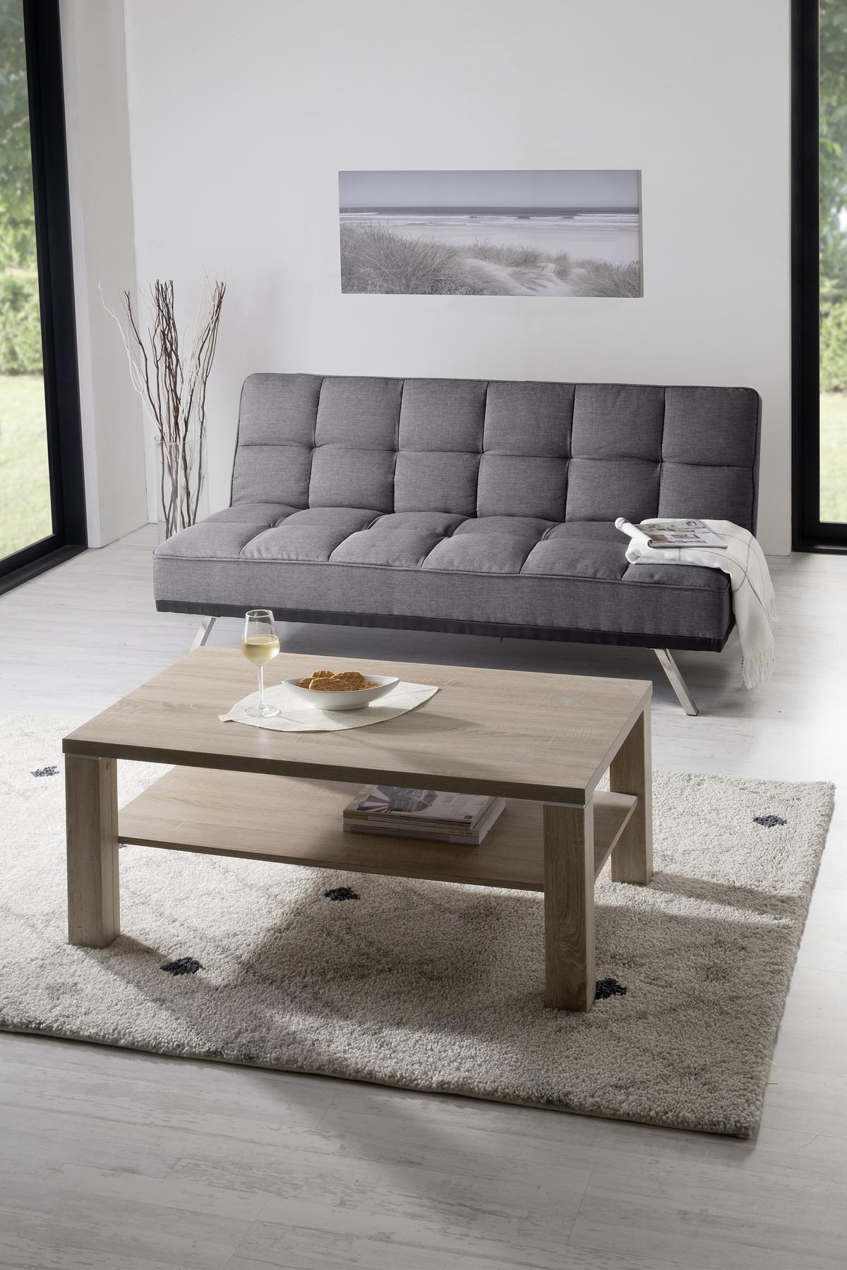 3-Sitzer-Sofa Mit Schlaffunkt. Roma Anthrazit - Edelstahlfarben/Anthrazit, Basics, Textil/Metall (179/84/96cm) - Ondega