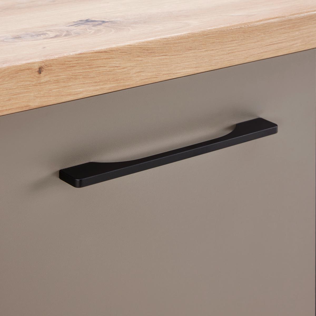 Kuchyňský blok LINZ šířka 220 cm, bez spotřebičů - šedá/černá, Moderní, kov/kompozitní dřevo (220cm)