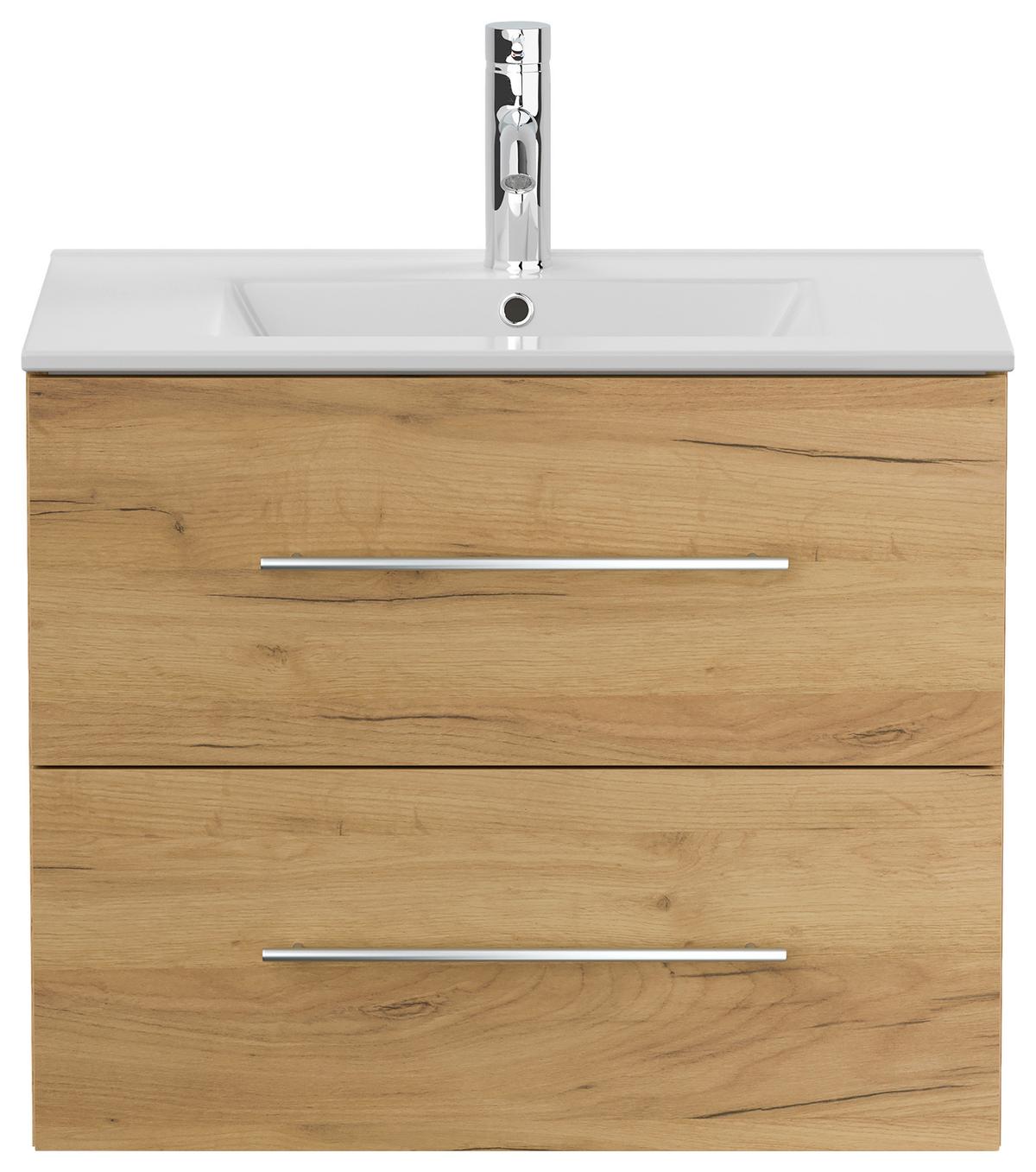 WASCHTISCHKOMBI Homeline, Eichefarben B: 71 cm - Eichefarben/Weiß, Basics, Keramik/Holzwerkstoff (71cm) - MID.YOU