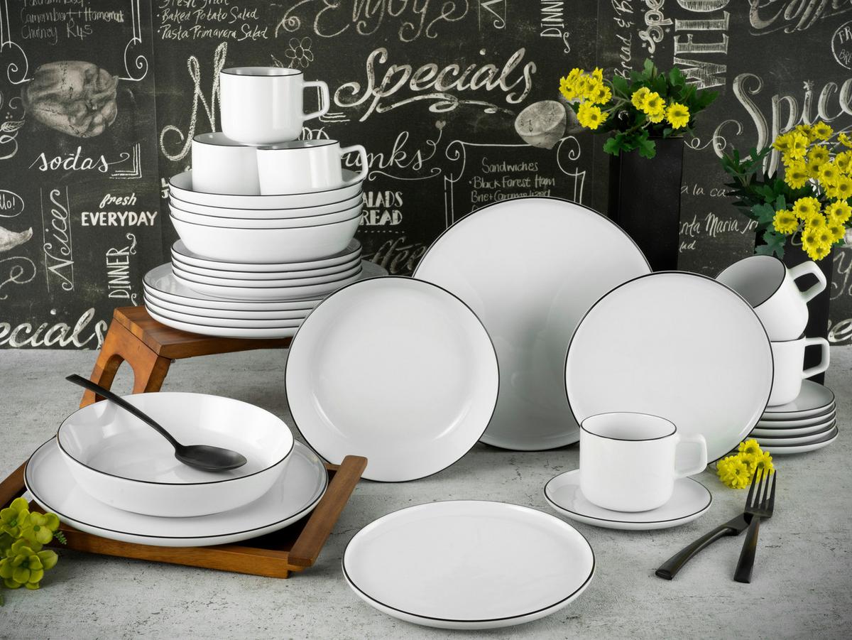 Kombiservice Chef Collection 30--Teilig. Schwarz , Weiß - Grauweiß/Schwarz, Basics, Keramik - Creatable