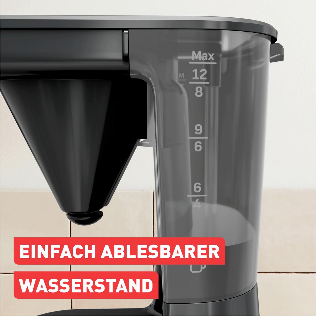 Filterkaffeemaschine Schwarz, 1000w, 12 Tassen - Transparent/Schwarz, Basics, Glas/Kunststoff (1,1l) - Tefal