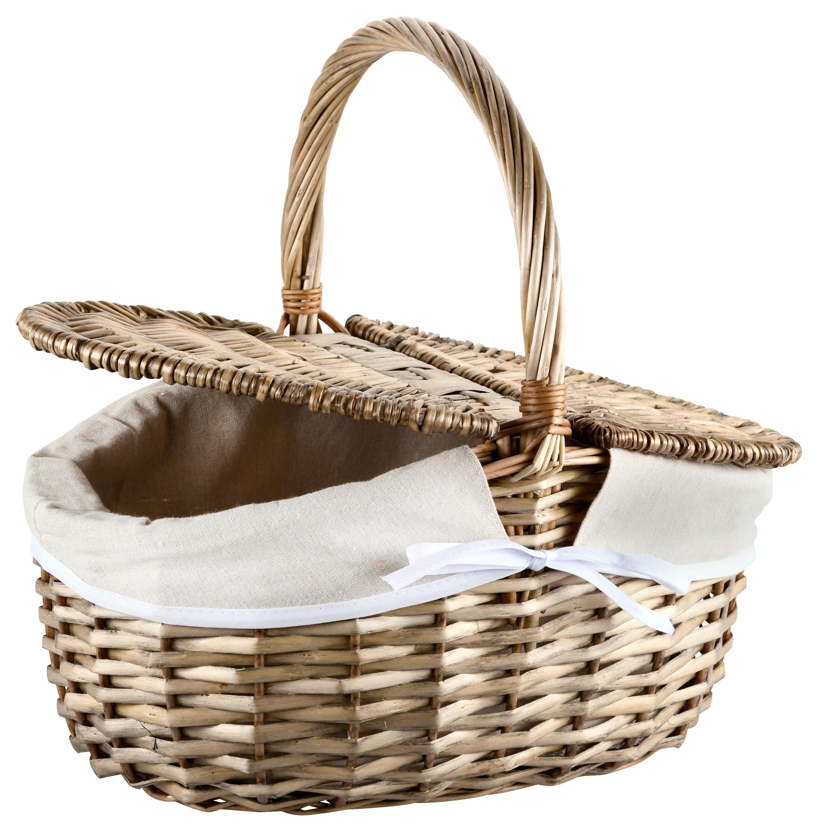 Picknickkorb Braun L: 40 cm - Braun, Basics, Naturmaterialien/Textil (40/28/36cm) - Kesper