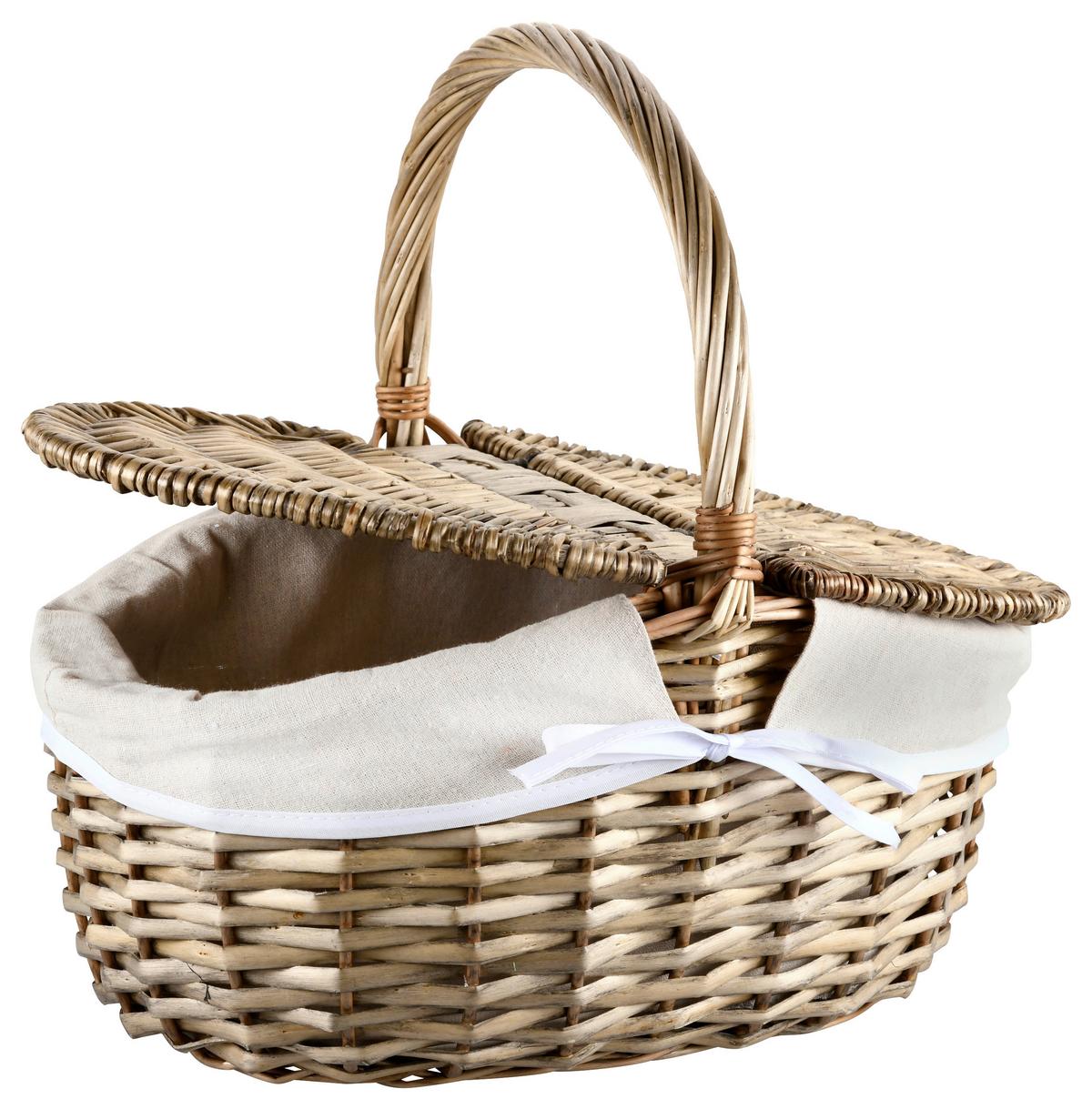 Picknickkorb Braun L: 40 Cm - Braun, Basics, Naturmaterialien/Textil (40/28/36cm) - Kesper