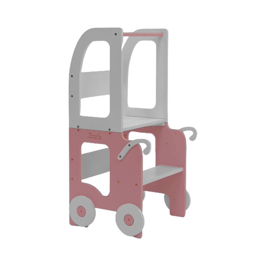 Hochstuhl Trolley Aus Holz Grau/pink - Pink/Grau, Basics, Holz (38/90/40cm)