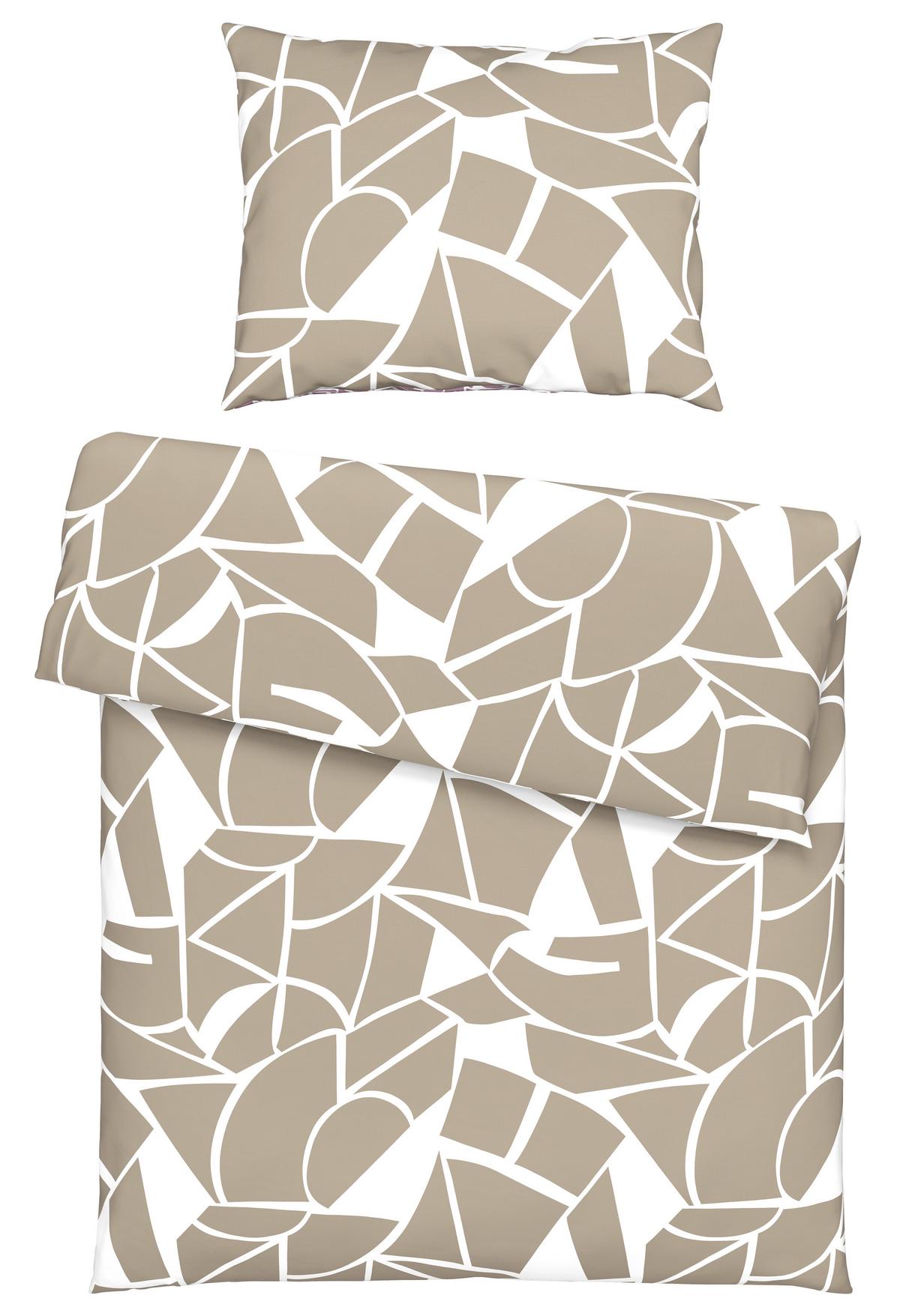 Povlečení Axel, 70/90 140/200cm - bílá/béžová, Moderní, textil (140/200cm) - Mömax