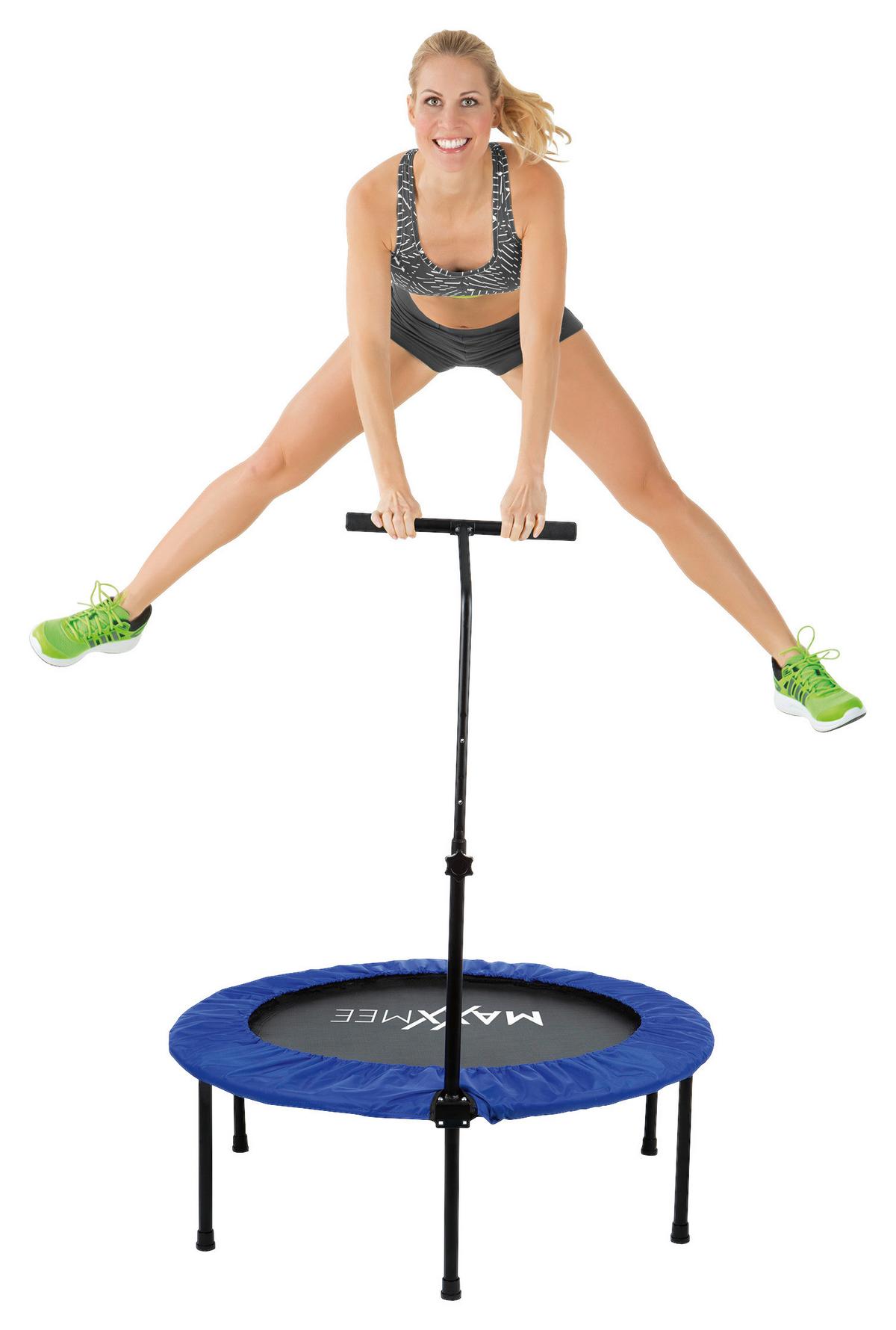Fitnesstrampolin Ø 75 Cm Mit Griffstange Maxxmee - Blau/Schwarz, Basics, Kunststoff/Metall (34/101,5/97,5cm) - TV - Unser Original