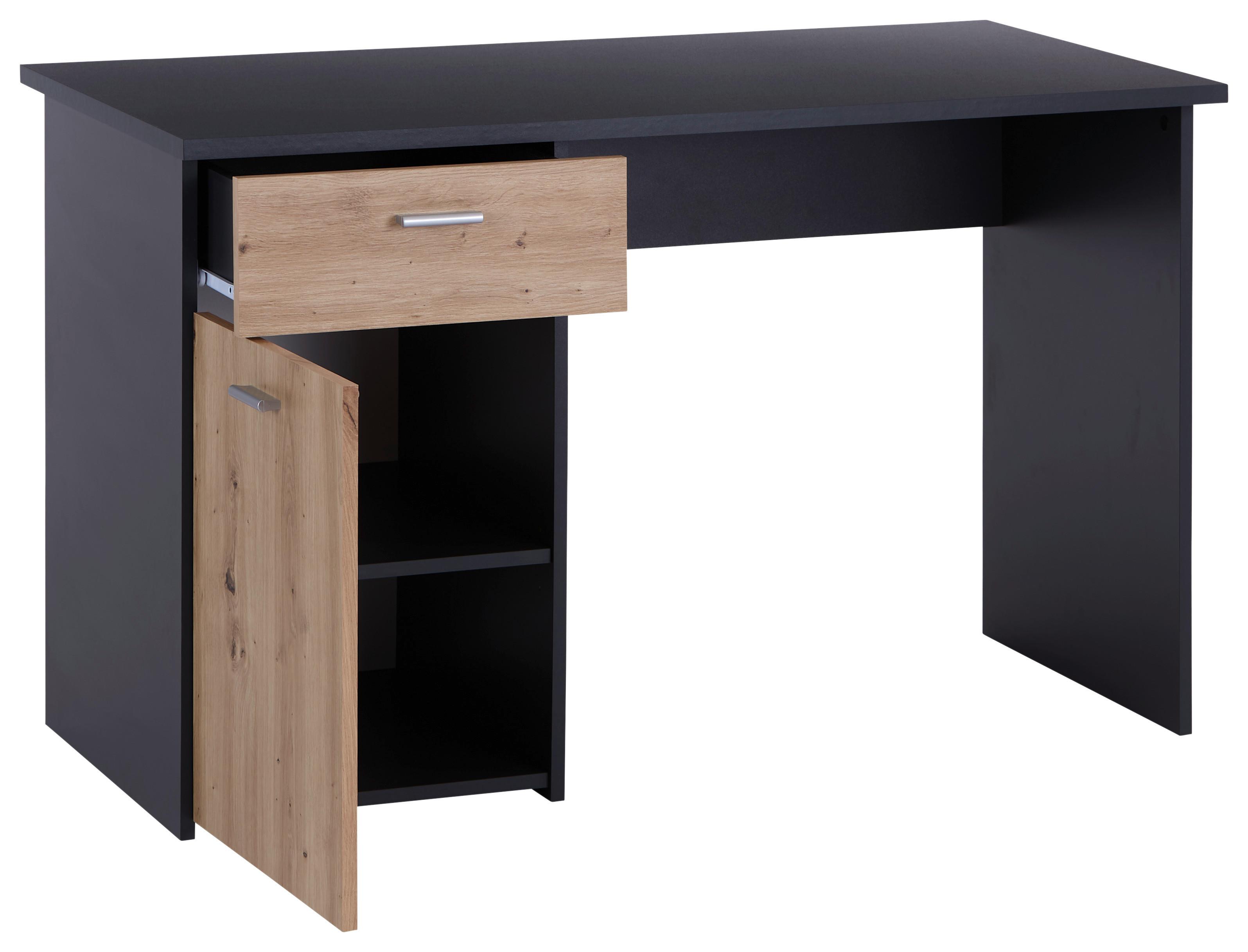 Psací stůl SIMON - antracitová/dub artisan, Moderní, kompozitní dřevo/plast (120/75,5/60cm)