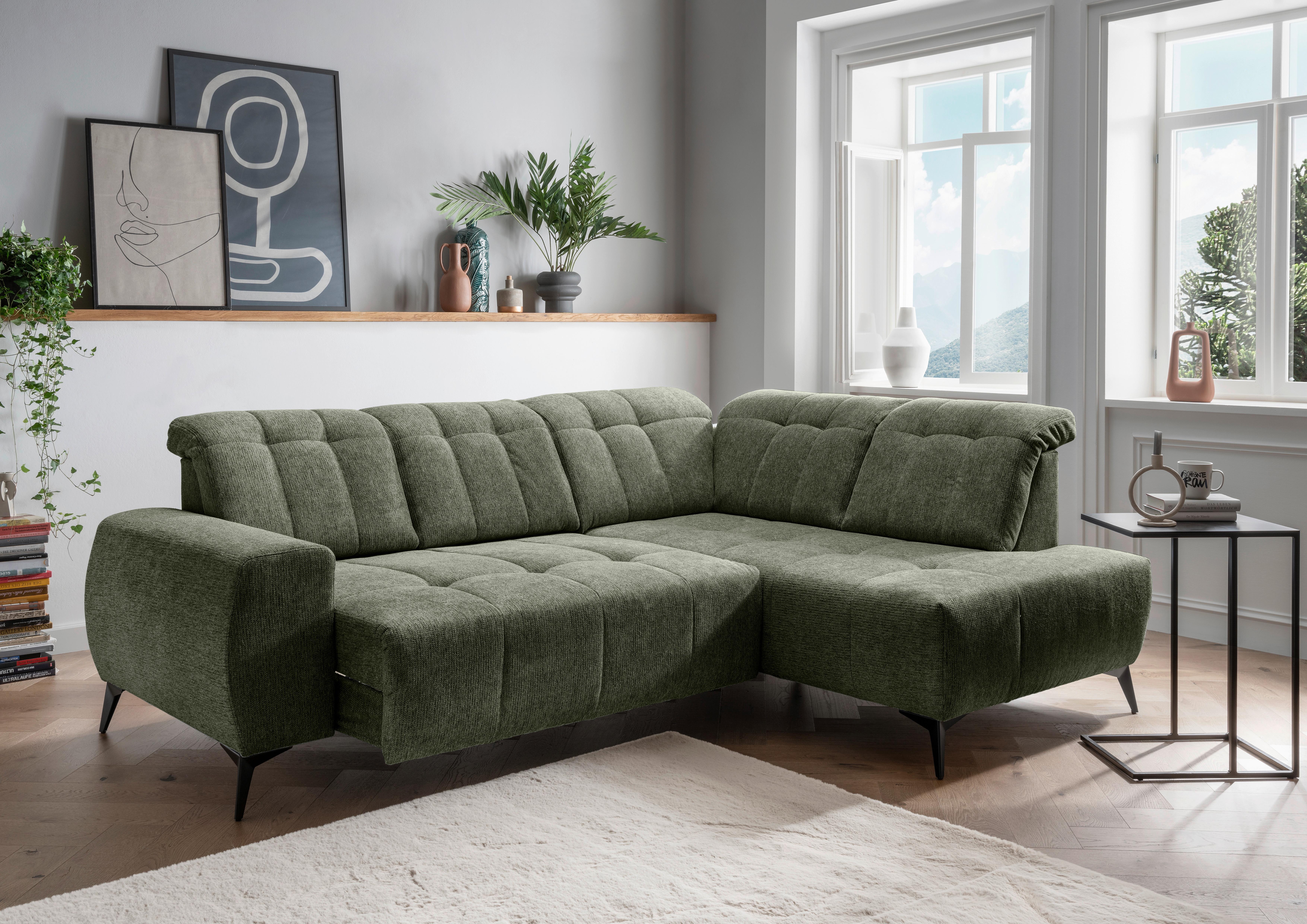 ECKSOFA Sano, Grün S: 261x200 cm - Schwarz/Grün, MODERN, Textil (261/200cm) - Livetastic