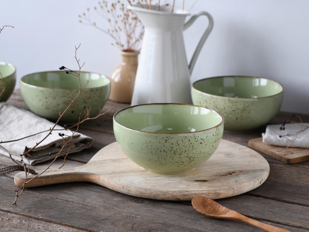 Schüsselset Nature Collection Green Life, 4--Teilig., Grün - Grün, Design, Keramik - Creatable