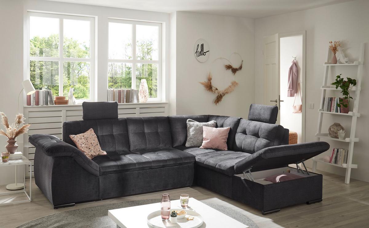 Ecksofa Estrella Schwarz S: 283x217 cm - Schwarz, KONVENTIONELL, Textil (283/217cm) - MID.YOU