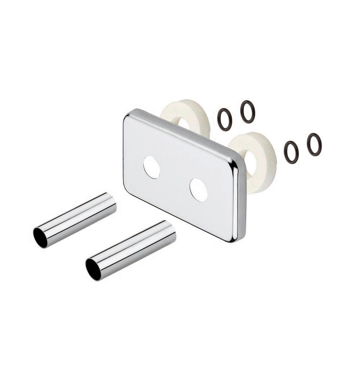 Abdeckrosette Zubehör Weiss Eckig B: 14cm - Weiß, Basics, Metall (14/18/7cm) - Sanotechnik