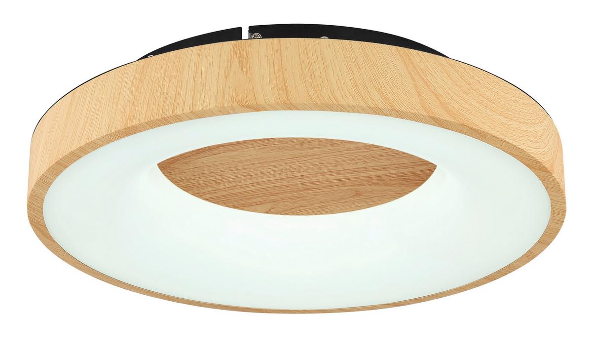 Led-deckenleuchte Ø 40 Cm Mit Farbtemperaturwechsler - Opal/Schwarz, Natur, Kunststoff/Metall (40/10cm) - Globo