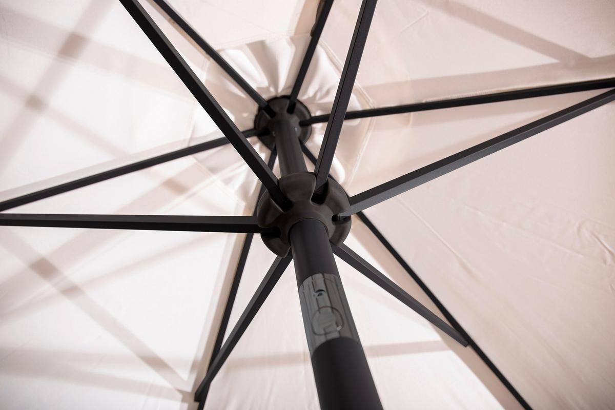 Sonnenschirm Leeds DM: 300cm H: 243cm Weiß - Ecru/Grau, KONVENTIONELL, Textil/Metall (300/300cm) - Gardenson
