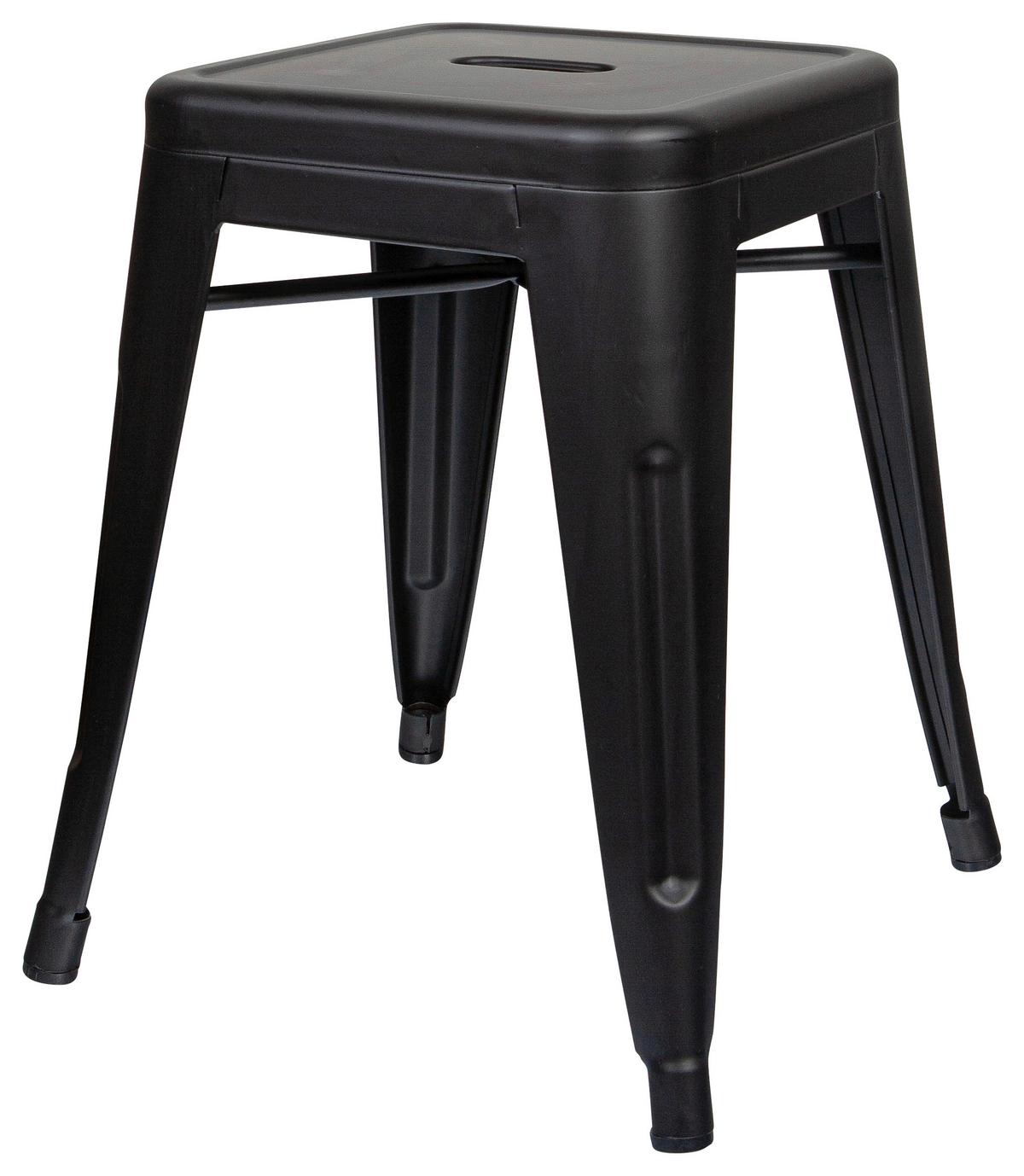 Hocker Vantaggio Brush Stahl Schwarz H: 46 cm Stapelbar - Schwarz, Basics, Metall (39/46/39cm) - MID.YOU