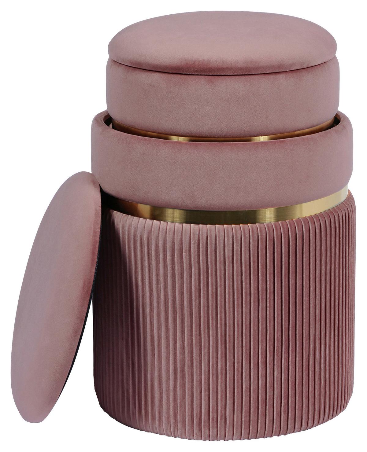 Hockerset Zora 325 Altrosa/Goldfarben D:36/31,5cm - Goldfarben/Altrosa, KONVENTIONELL, Textil/Metall (31,5/36/38/44/31,5/36cm) - Kayoom