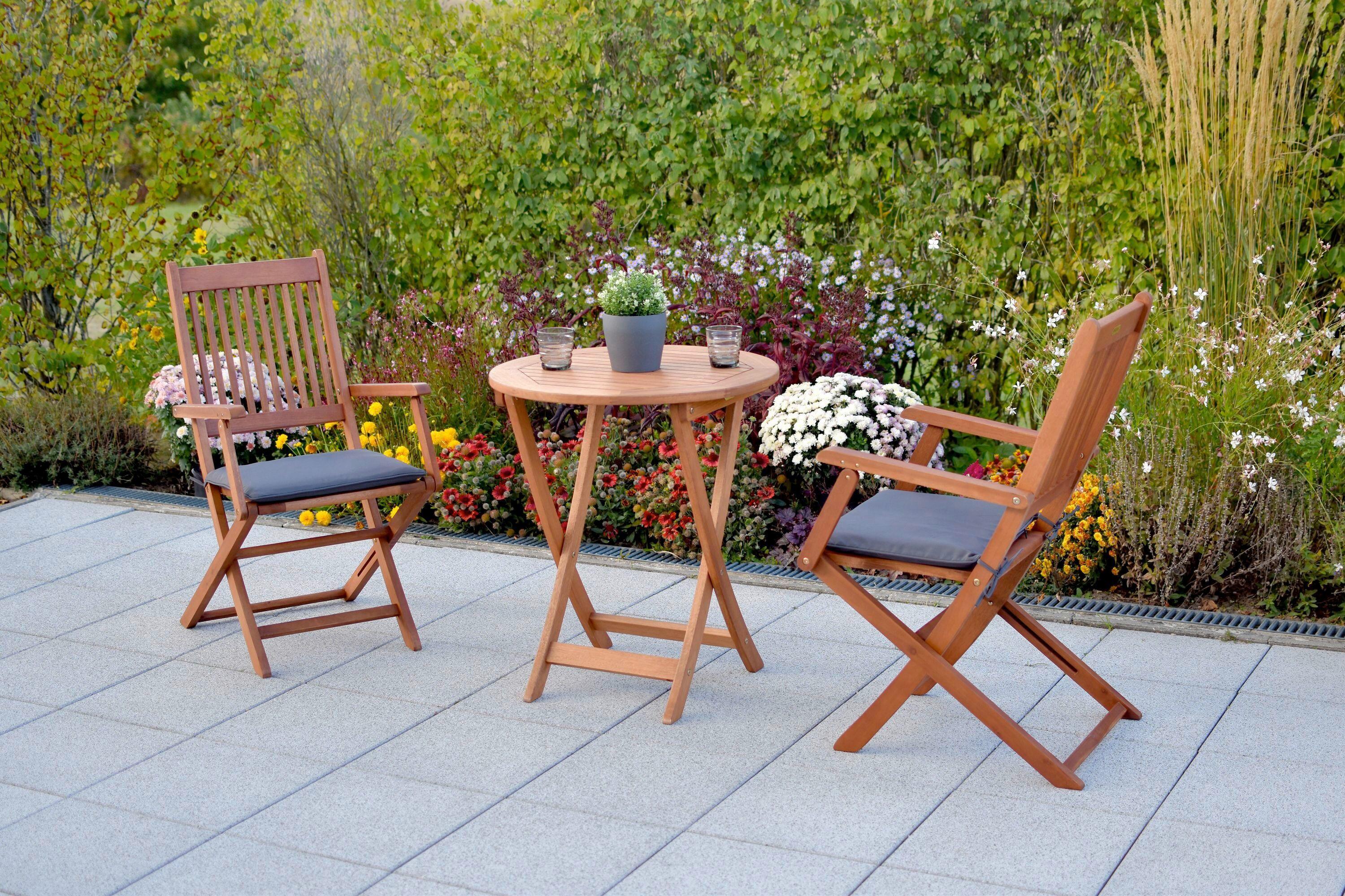 Gartentischgruppe Rio 3 Tlg. Grau/naturfarben