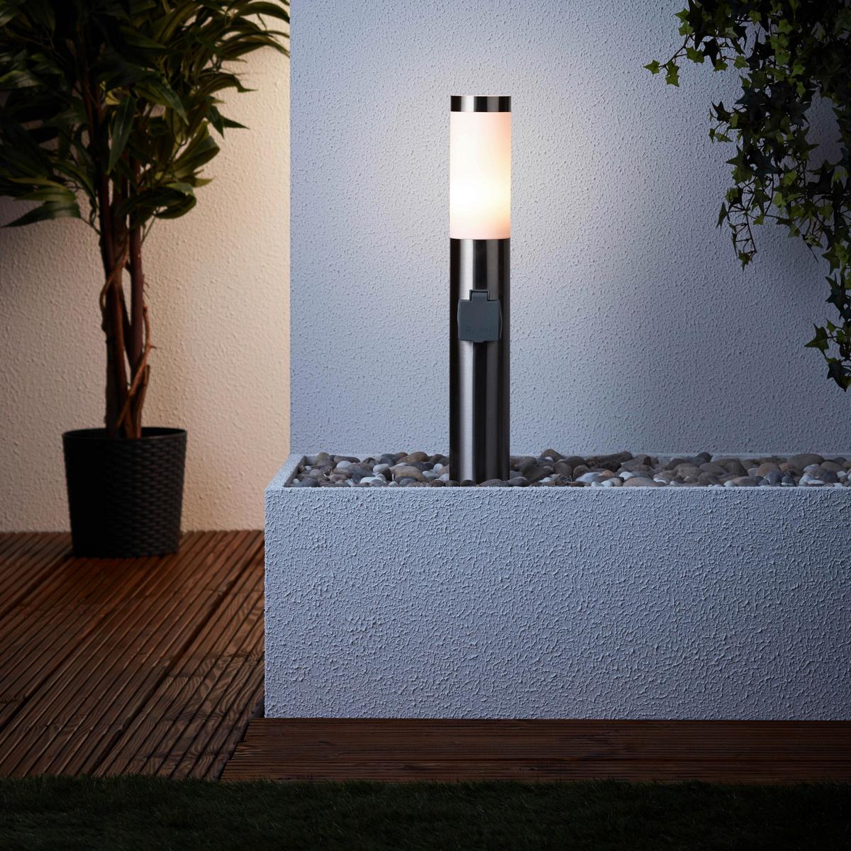 Sockelleuchte 43693/82 Chorus - Edelstahlfarben, KONVENTIONELL, Kunststoff/Metall (7,5/49,5cm) - Brilliant