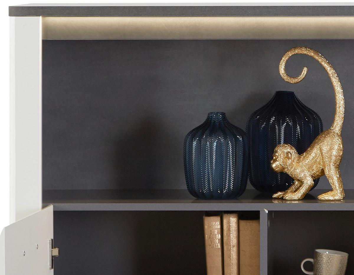 Highboard Mit Led B: 109 Cm Alassio, Weiß/matera - Chromfarben/Graphitfarben, MODERN, Holzwerkstoff (109/122/37,5cm) - Luca Bessoni