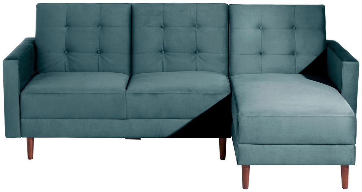 Ecksofa Mit Schlaffunktion Easy Relax Blau Samt - Blau/Eschefarben, Design, Textil (223/152cm) - Max Winzer
