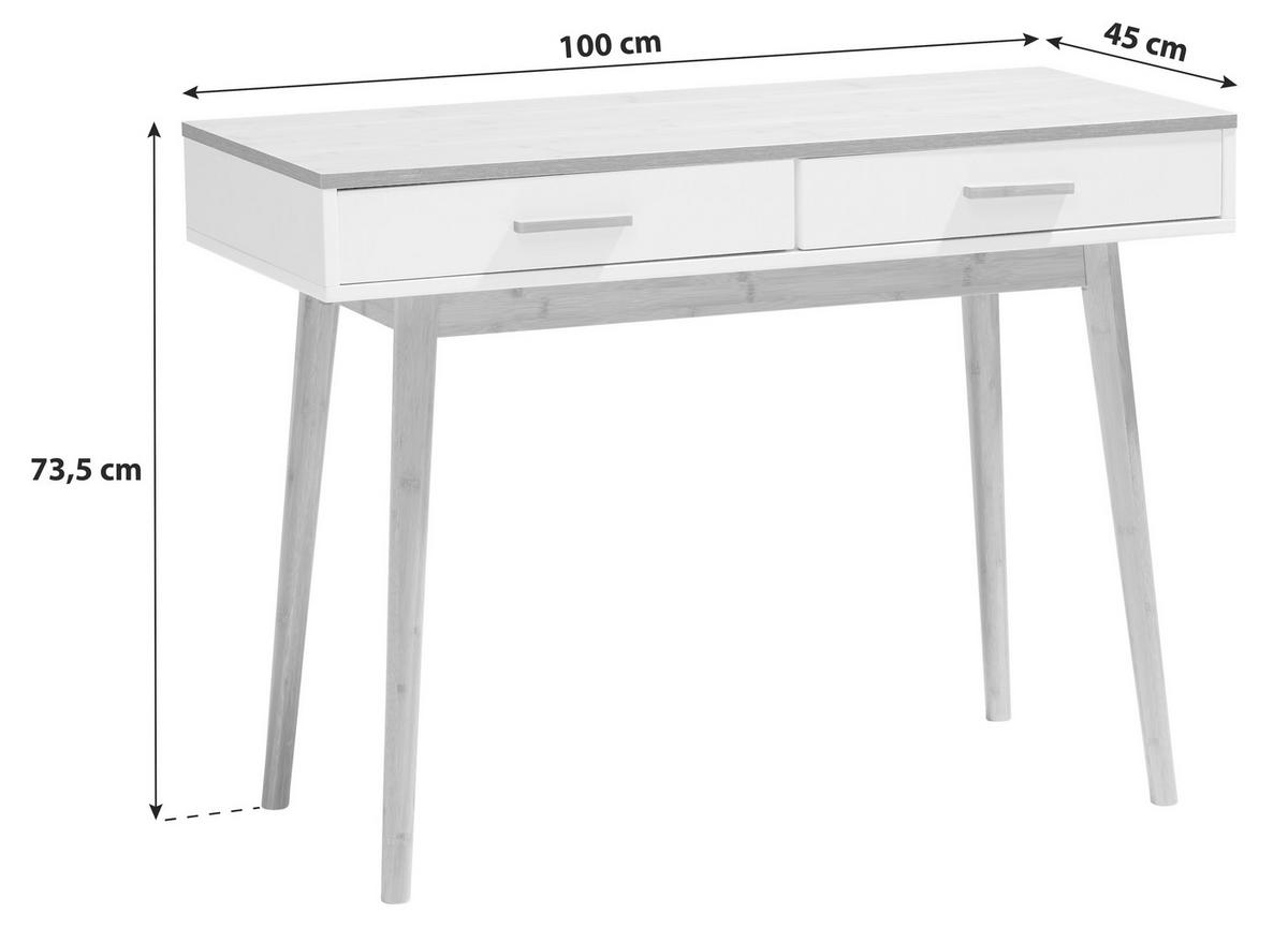 Schreibtisch teilmassiv B: 100cm H: 73,5cm Aarhus Weiß - Naturfarben/Weiß, LIFESTYLE, Holz/Holzwerkstoff (100/73,5/45cm) - MID.YOU