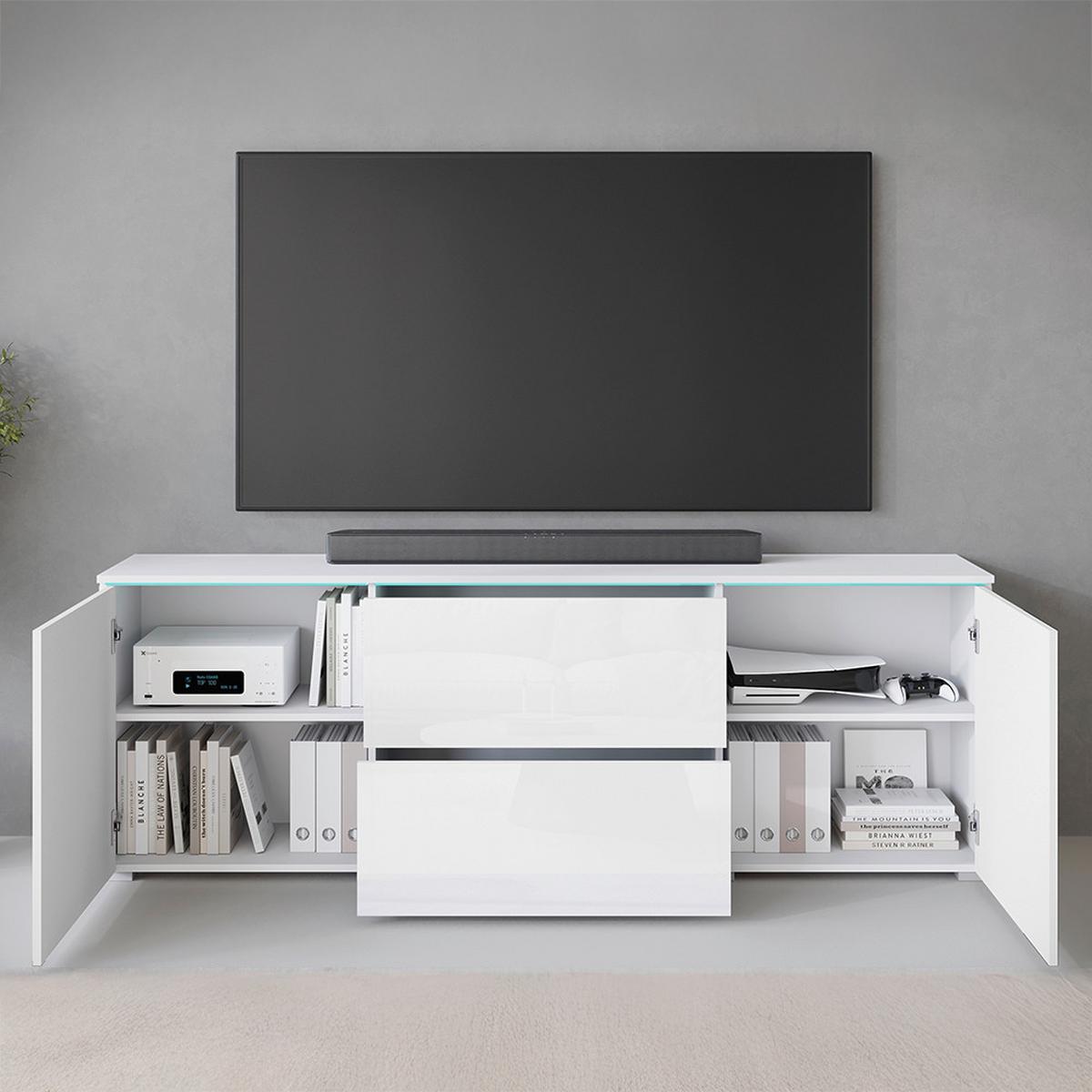 NÍZKÁ KOMODA VERA 181 - bílá/šedá, Trend, kompozitní dřevo/plast (180/61,8/34,5cm) - P & B
