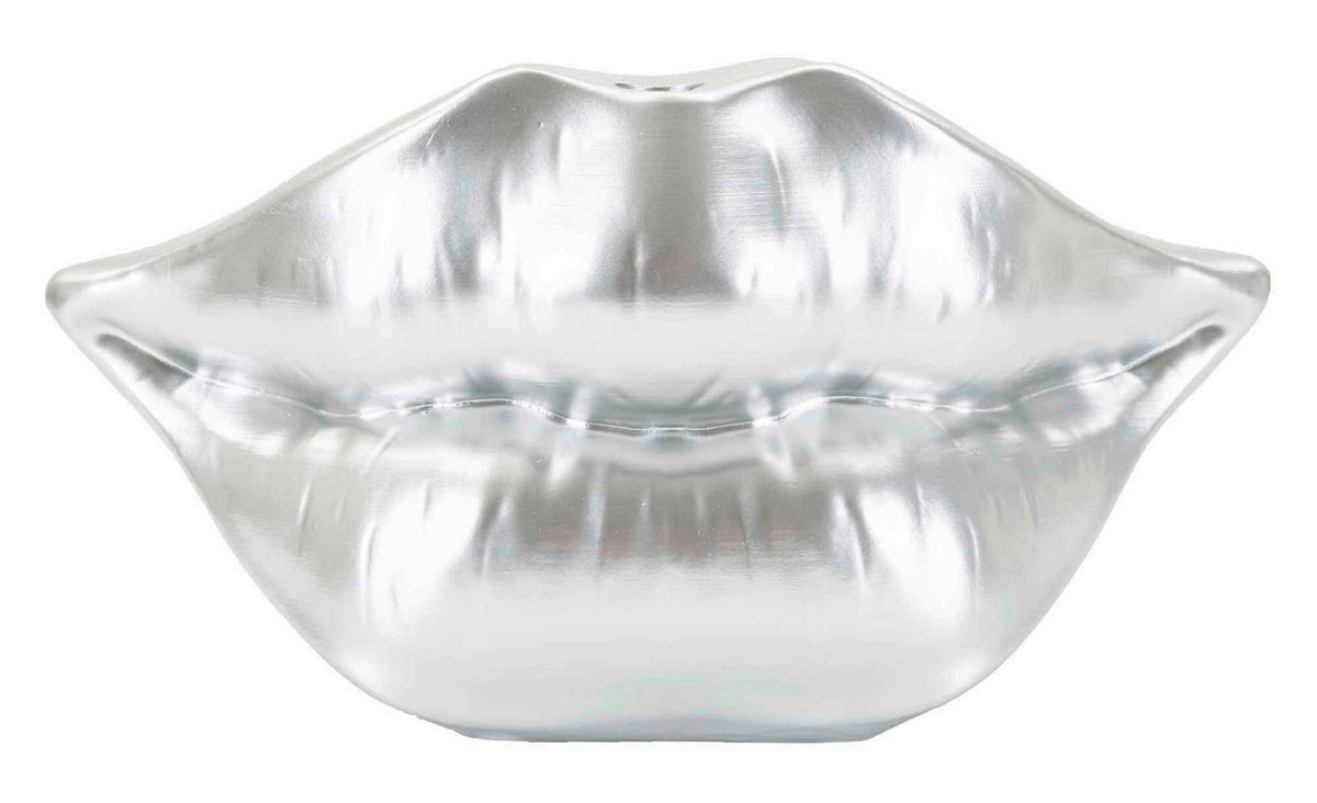 Vase Mouth Lip Silver Silberfarben B: 23 cm - Silberfarben, Basics, Kunststoff (23/12/8cm)
