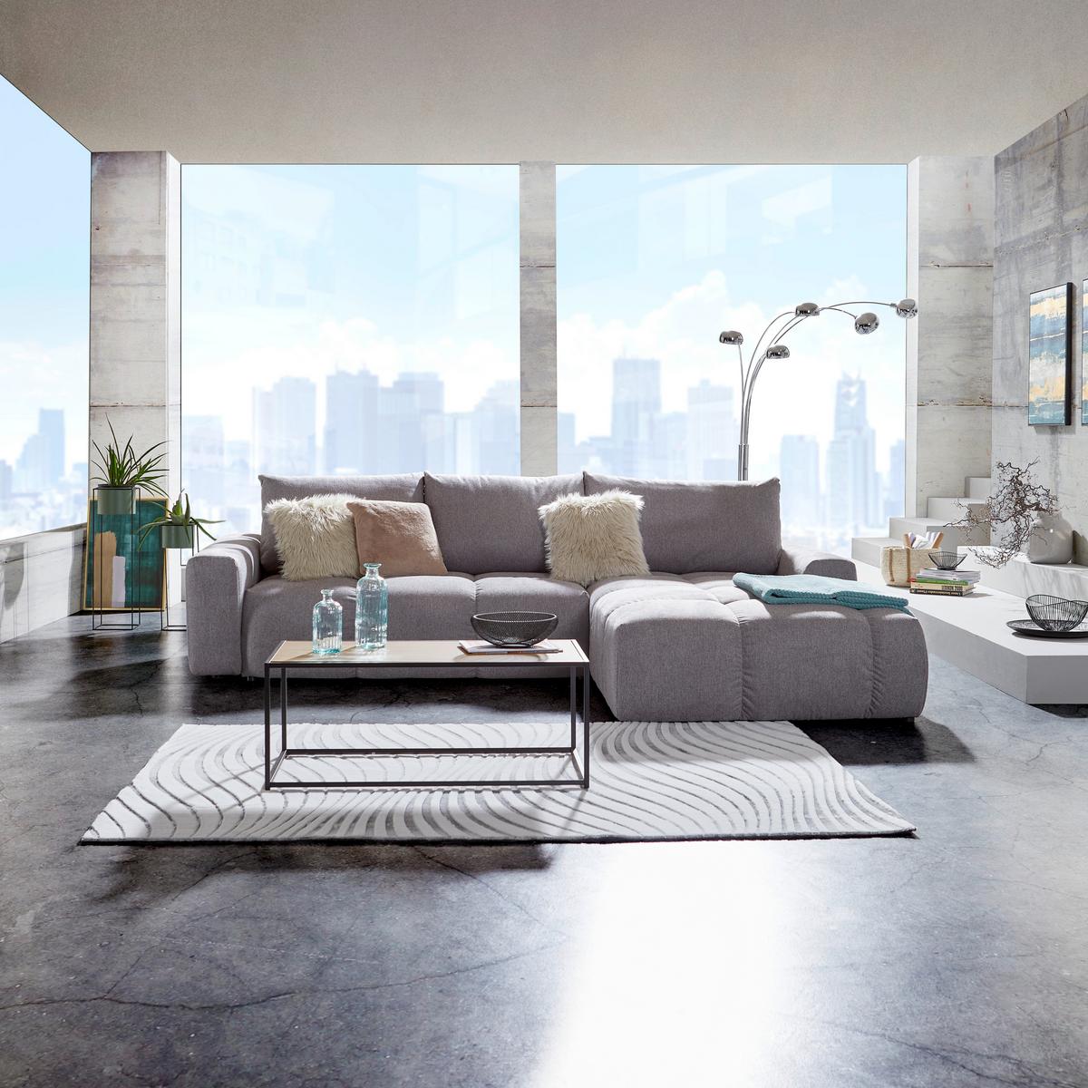 Rohová sedačka ATLANTIC, pravá, šedá - šedá/černá, Design, textil/plast (302/217cm) - Luca Bessoni