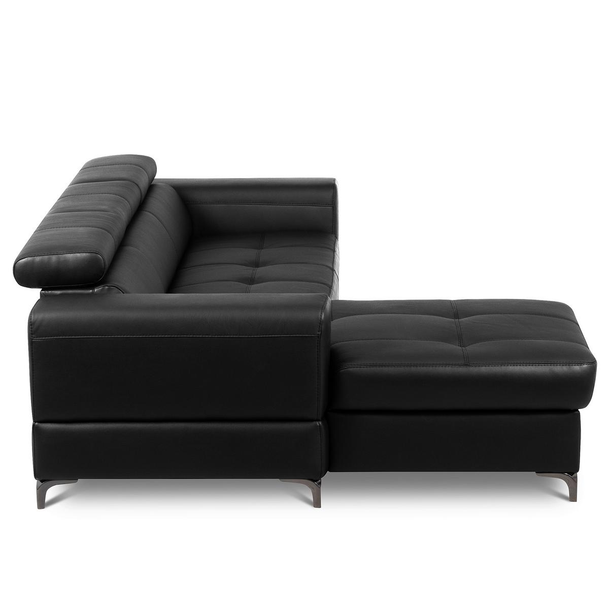 Ecksofa Torino Teilleder Schwarz 173x247 - Schwarz, Design, Leder/Textil (173/247cm) - Livetastic