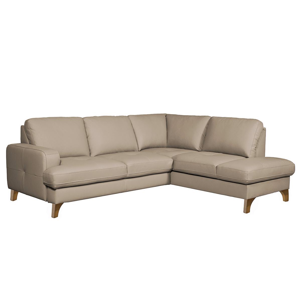 Ecksofa Fargo Hellgrau B: 234x190 Cm - Buchefarben/Hellgrau, Design, Leder/Textil (234/190cm) - Livetastic
