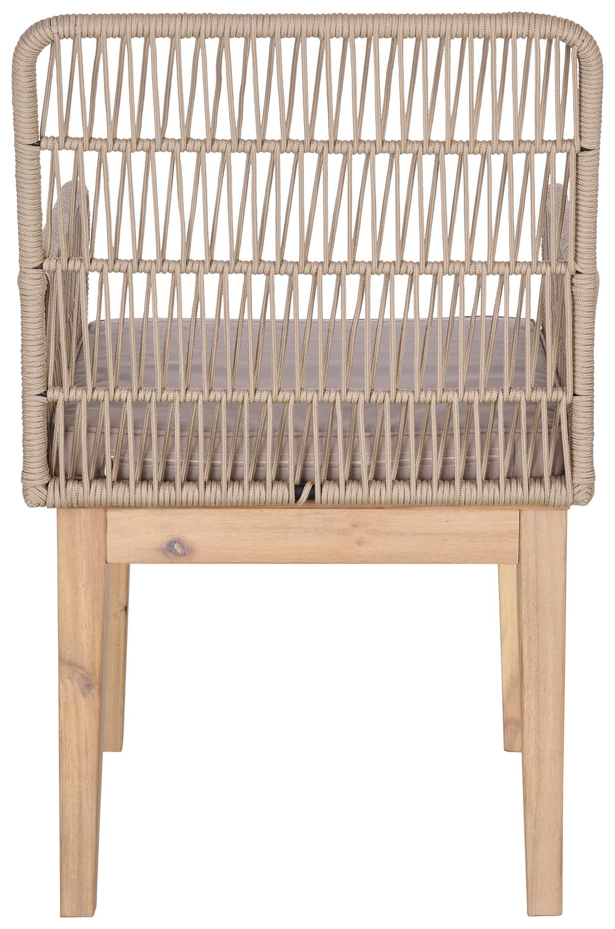 Gartenstuhl Bergen Aus Holz/kunststoff/textil - Hellbraun/Hellgrau, MODERN, Holz/Kunststoff (58/92/67cm) - Beldano