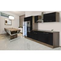 Küchenzeile mit Geräten B: 360 cm Schwarz/Eiche Dekor - Eichefarben/Schwarz, MODERN, Holzwerkstoff (360cm) - Respekta