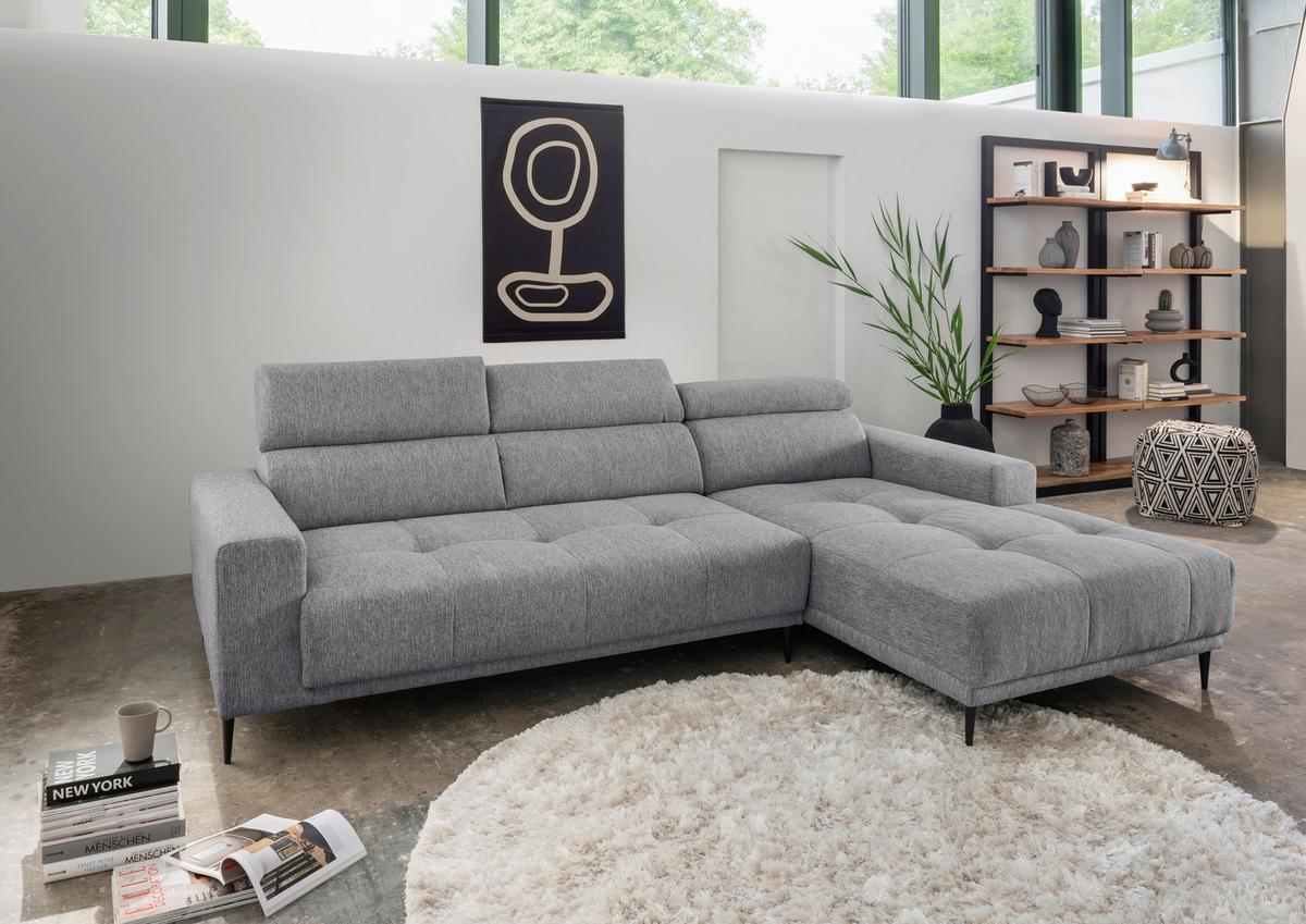 Ecksofa Intera Dunkelgrau S: 276x188 Cm - Dunkelgrau/Schwarz, KONVENTIONELL, Textil (276/188cm) - Livetastic