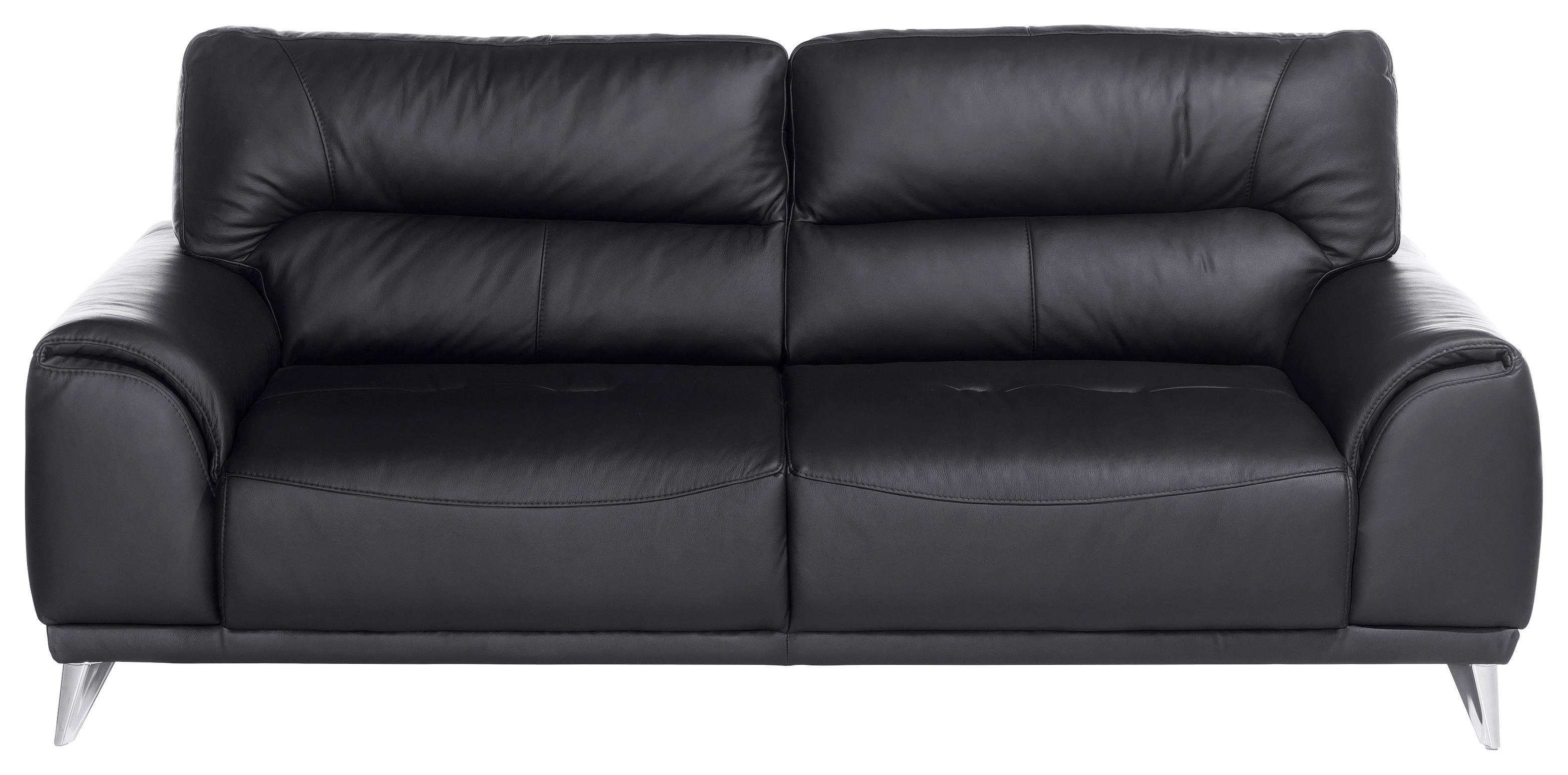 Dreisitzer-Sofa Frisco, Lederlook - Chromfarben/Schwarz, MODERN, Textil (210/92/96cm) - MID.YOU