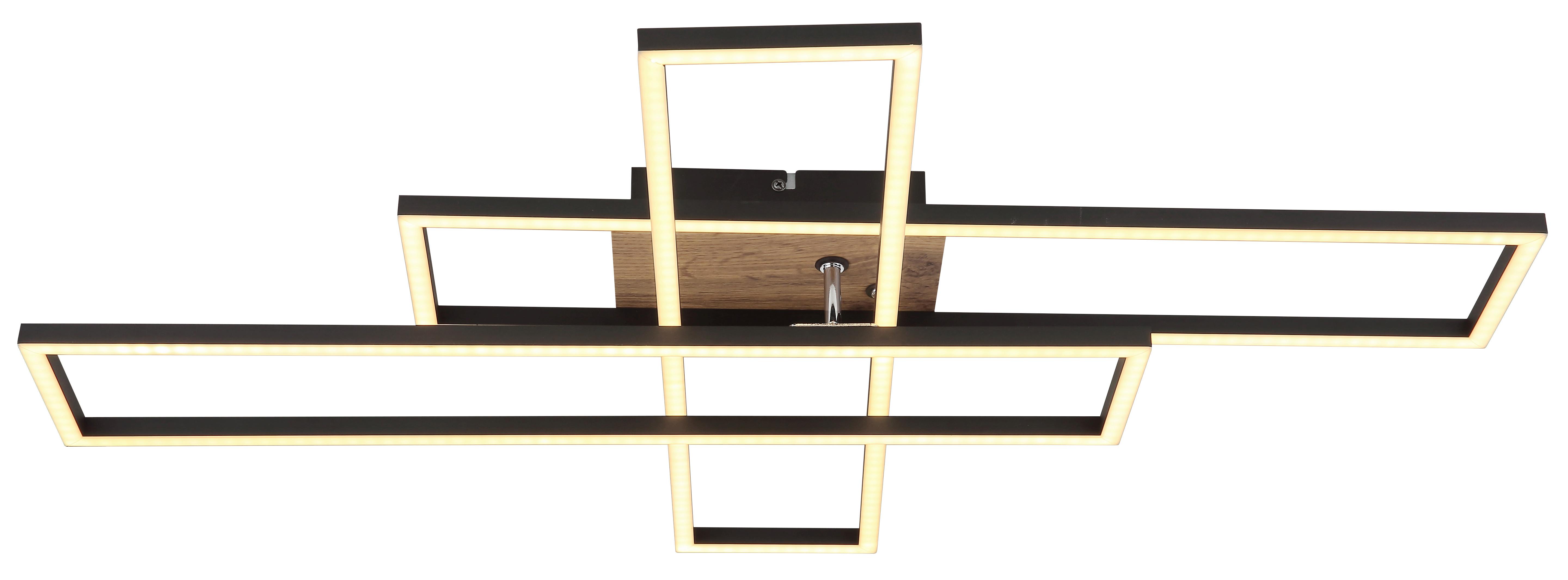 LED-Deckenleuchte 67208-40 Dakari - Chromfarben/Dunkelbraun, Design, Holzwerkstoff/Kunststoff (80/60/10cm) - Globo