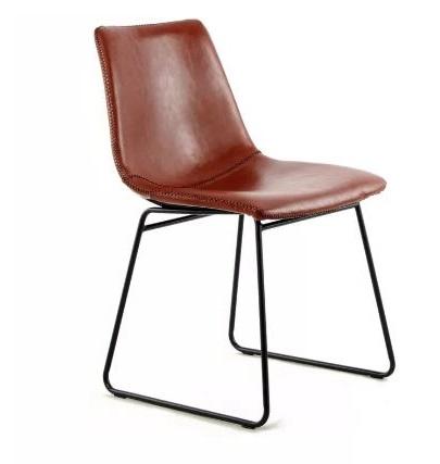 Esszimmerstuhl Caila Lederlook Braun 2er-Set - Braun, Trend, Textil/Metall (47,5/82/56cm) - Kayoom