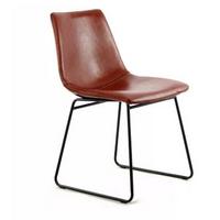 Esszimmerstuhl Caila Lederlook Braun 2er-Set - Braun, Trend, Textil/Metall (47,5/82/56cm) - Kayoom