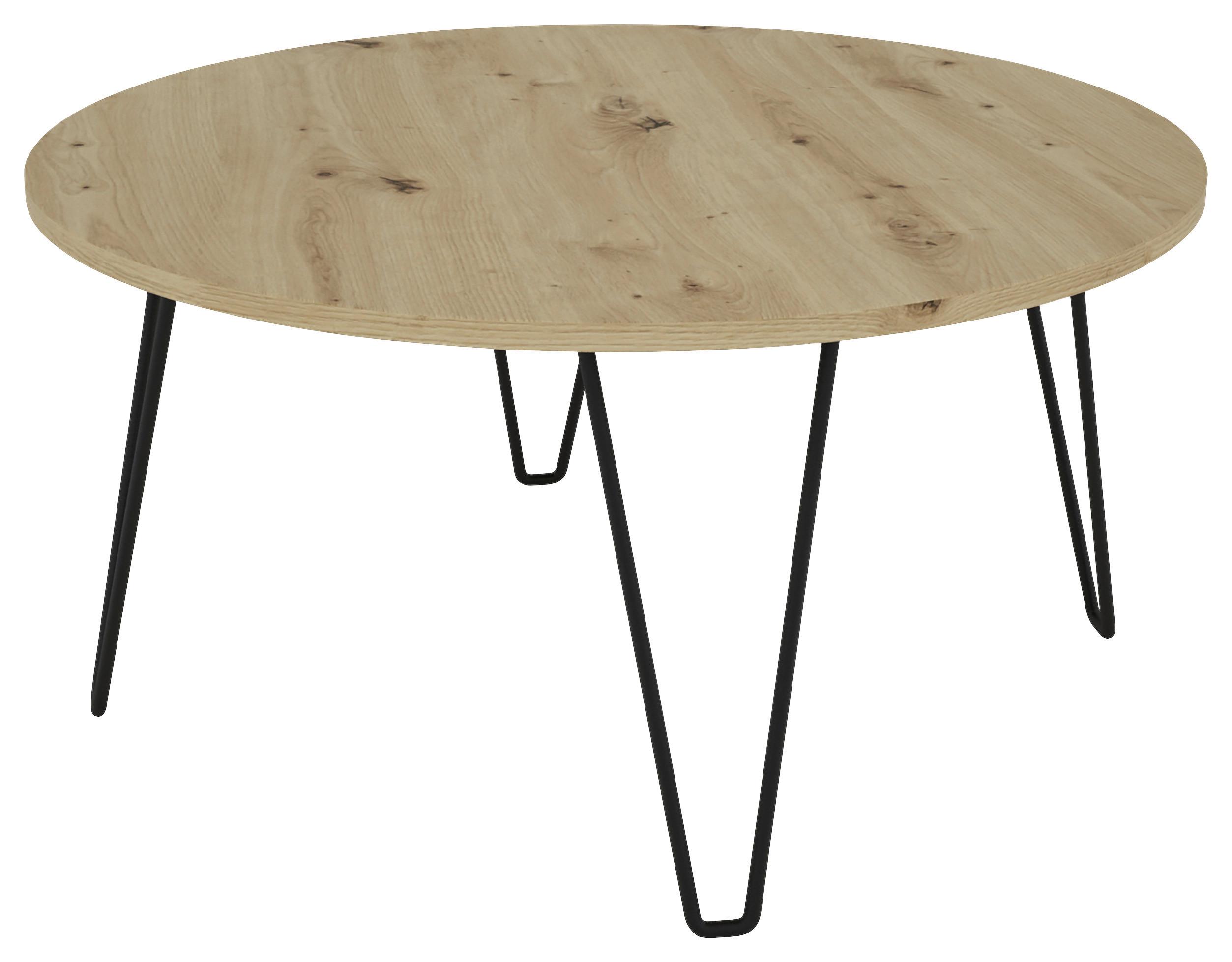 Couchtisch Rund Flair Schwarz/eiche Artisan Dekor - Schwarz/Eiche Artisan, KONVENTIONELL, Holzwerkstoff/Metall (80/80/40cm) - MID.YOU