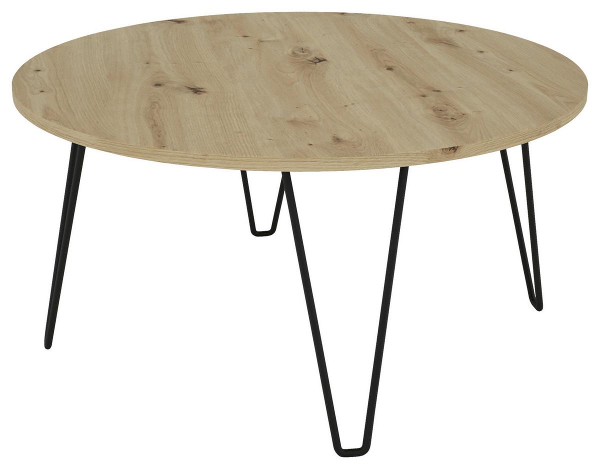 Couchtisch Rund Flair Schwarz/eiche Artisan Dekor - Schwarz/Eiche Artisan, KONVENTIONELL, Holzwerkstoff/Metall (80/80/40cm) - MID.YOU