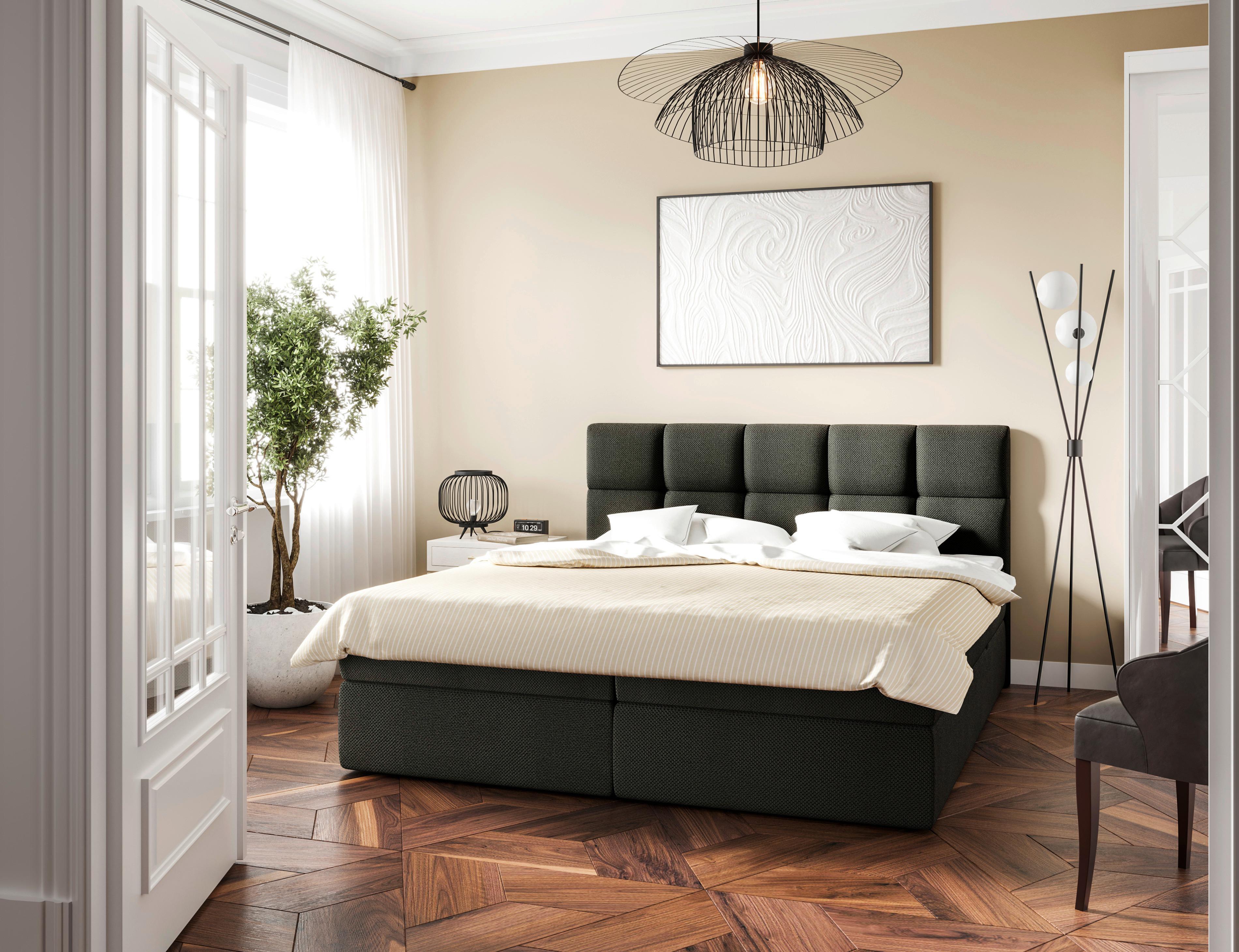 Boxbett Lorie II - Dunkelgrau/Schwarz, MODERN, Holz/Holzwerkstoff (200/200cm) - MID.YOU