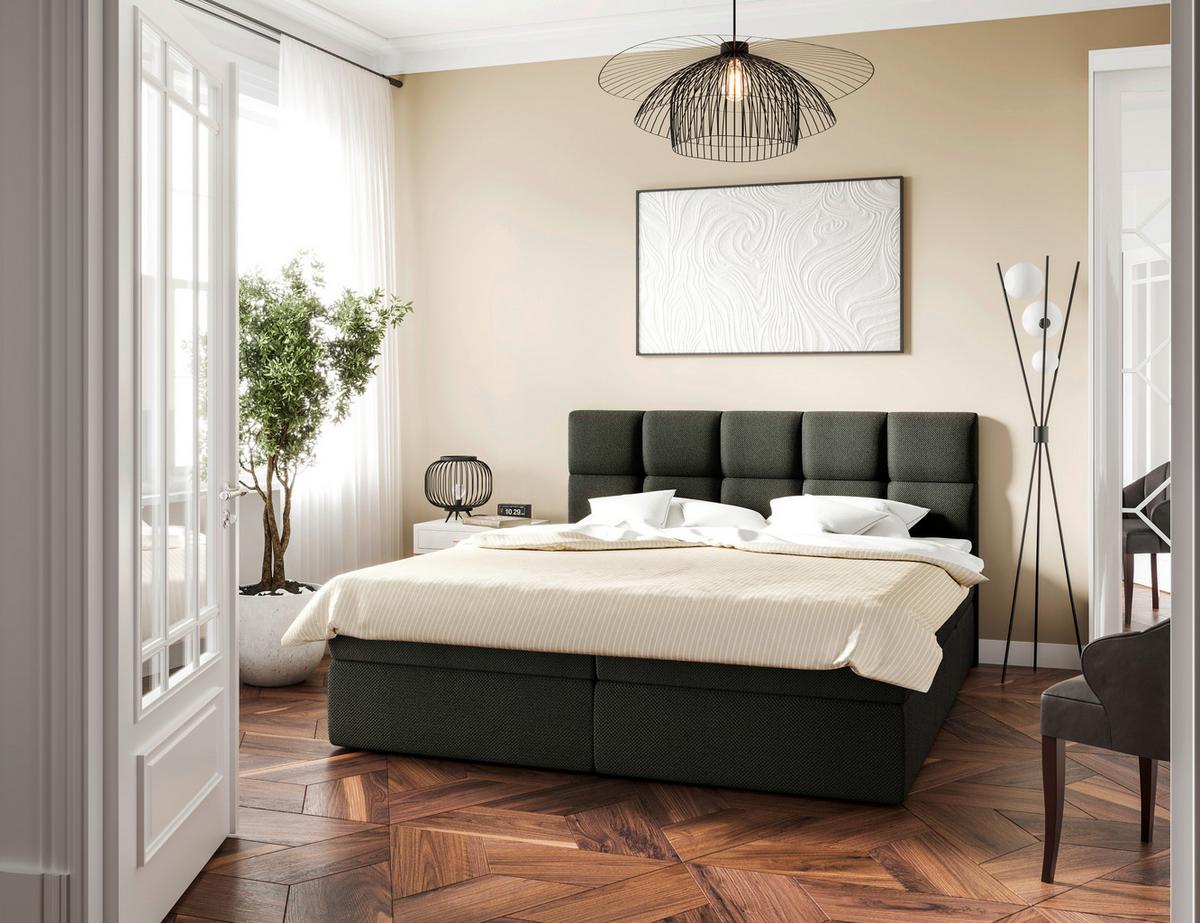 Boxbett Lorie II - Dunkelgrau/Schwarz, MODERN, Holz/Holzwerkstoff (180/200cm) - MID.YOU