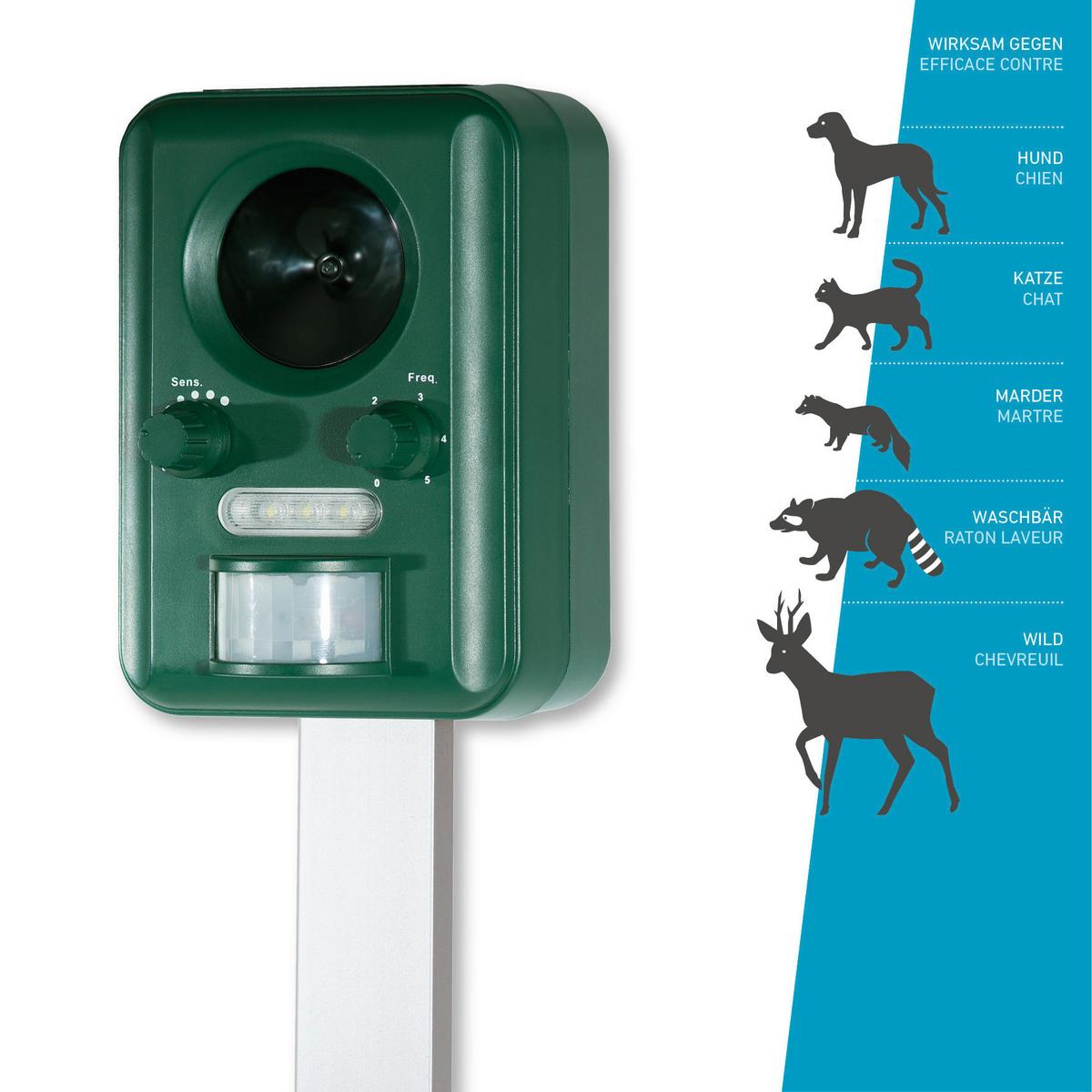 Ultraschall-Tiervertreiber Abwehrgerät Solar Outdoor - Grün, Basics, Kunststoff (19/11,5/65cm)