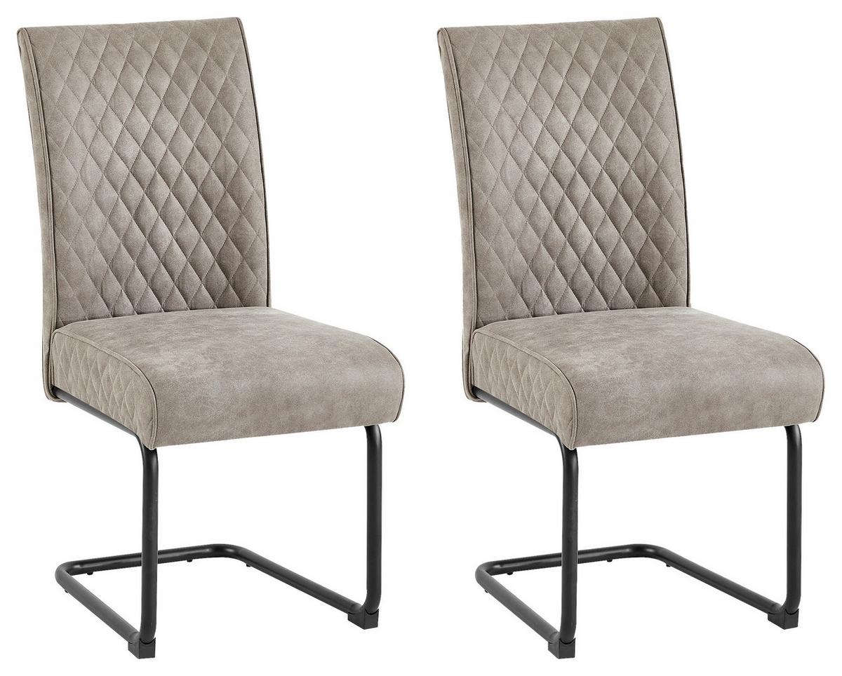 Schwingstuhl-set Maria-Xxl - Taupe/Schwarz, MODERN, Textil/Metall (45/95/60cm) - MID.YOU